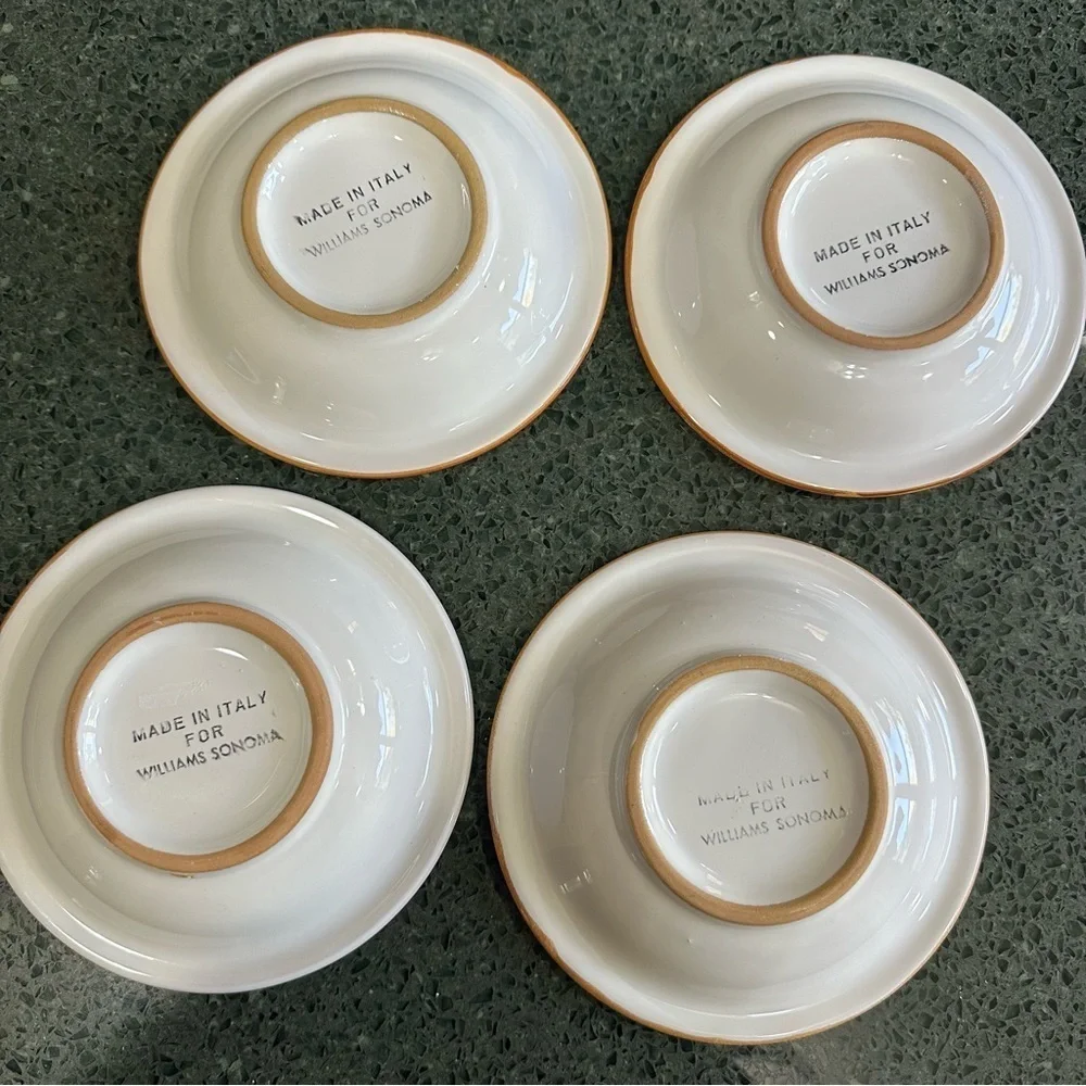 Williams Sonoma Tuscan Olives Made in Italy Hand Painted Dipping Bowls Set of 4